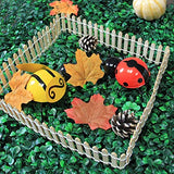 Prsildan 40 Inches Miniature Fairy Garden Fence, DIY Wood Picket Fence Mini Ornament for Dollhouse Home Garden Prsildan