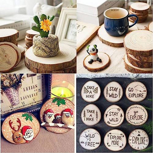 NMIGNH Natural Wood Slices,30 Pcs 2.8-3.5 inches Unfinished Wood kit Predrilled with Hole, Christmas Wood Ornaments for Crafts, Arts Wood Slices