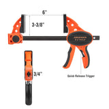 Jorgensen 6" One Hand Clamp/Spreader, 300 Lbs Clamping Force, E-Z Hold Bar Clamps Set, Medium Duty, 2-pack Jorgensen