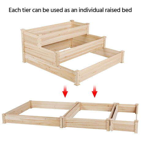 Yaheetech 3 Tier 47 x 47 x 22in Raised Garden Bed Horticulture Outdoor Elevated Flower Box Tiered Garden Bed Wooden Vegetables Growing Planter for Yaheetech