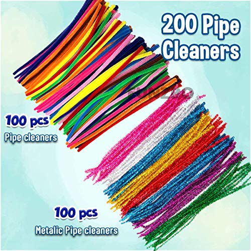 FUNZBO Arts and Crafts Supplies for Kids - 1200+ pcs Craft Supplies, Christmas Gifts for Kids, Craft Kits with Pipe Cleaners, Pom Poms for Crafts & - WoodArtSupply