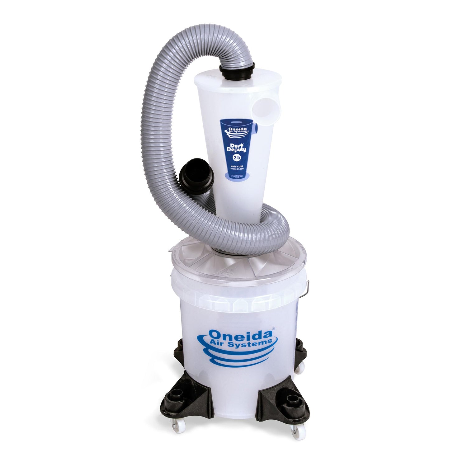 Oneida Air Systems Dust Deputy 2.5 Deluxe Cyclone Separator Kit: Portable Collector with Clear Bucket for Wet/Dry Shop Vacuums (DD 2.5 Deluxe 5-Gal) Oneida Air Systems