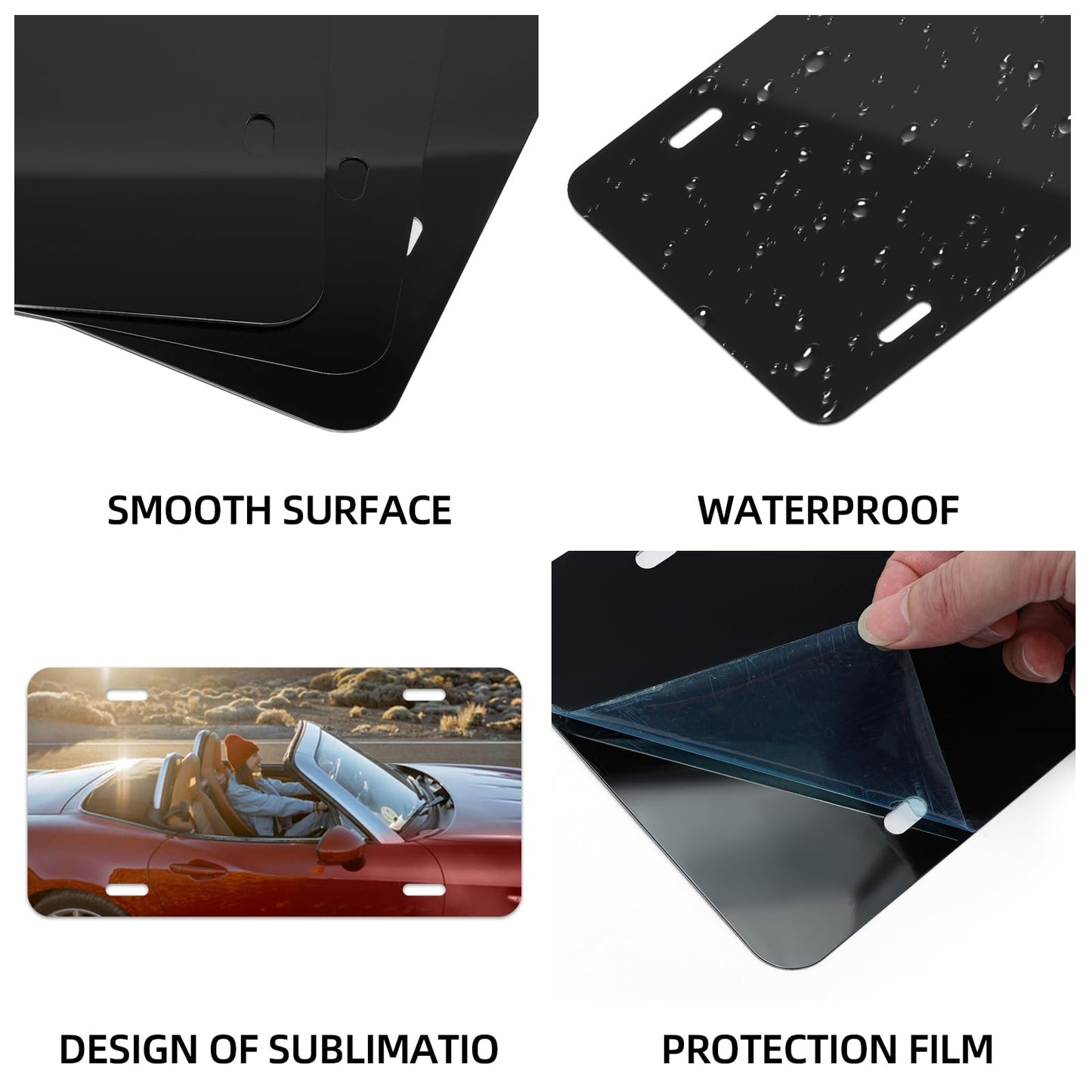 XCLPF 10 Pcs Black Sublimation License Plate Blanks for Custom Design Work,Heat Thermal Transfer Sheet DIY Picture Sublimation Blank,Metal Aluminum - WoodArtSupply