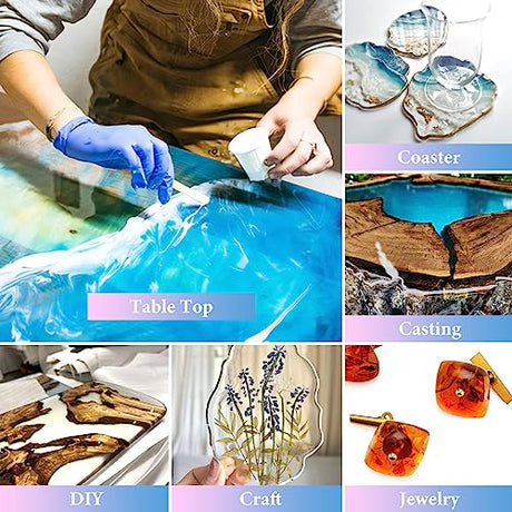 Epoxy Resin 2 Gallon - Crystal Clear Epoxy Resin Kit - Self-Leveling, High-Glossy, No Yellowing, No Bubbles Casting Resin Perfect for Crafts, Table FUHITIM
