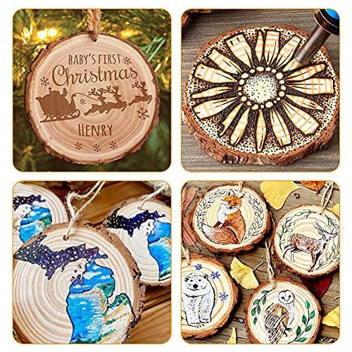 Natural Wood Slices, 30 Pcs 3.1"-3.5" Unfinished Wood Craft Kit, Predrilled Wooden Circles with Hole Crafts Christmas Ornaments DIY Crafts Boqin