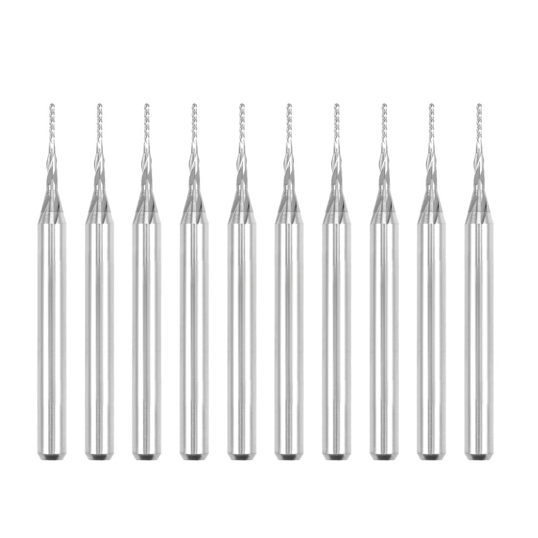 uxcell 10Pcs 0.6mm Carbide End Mill Engraving Milling Cutter CNC Router Bits for PCB Machine, 1/8" Shank uxcell