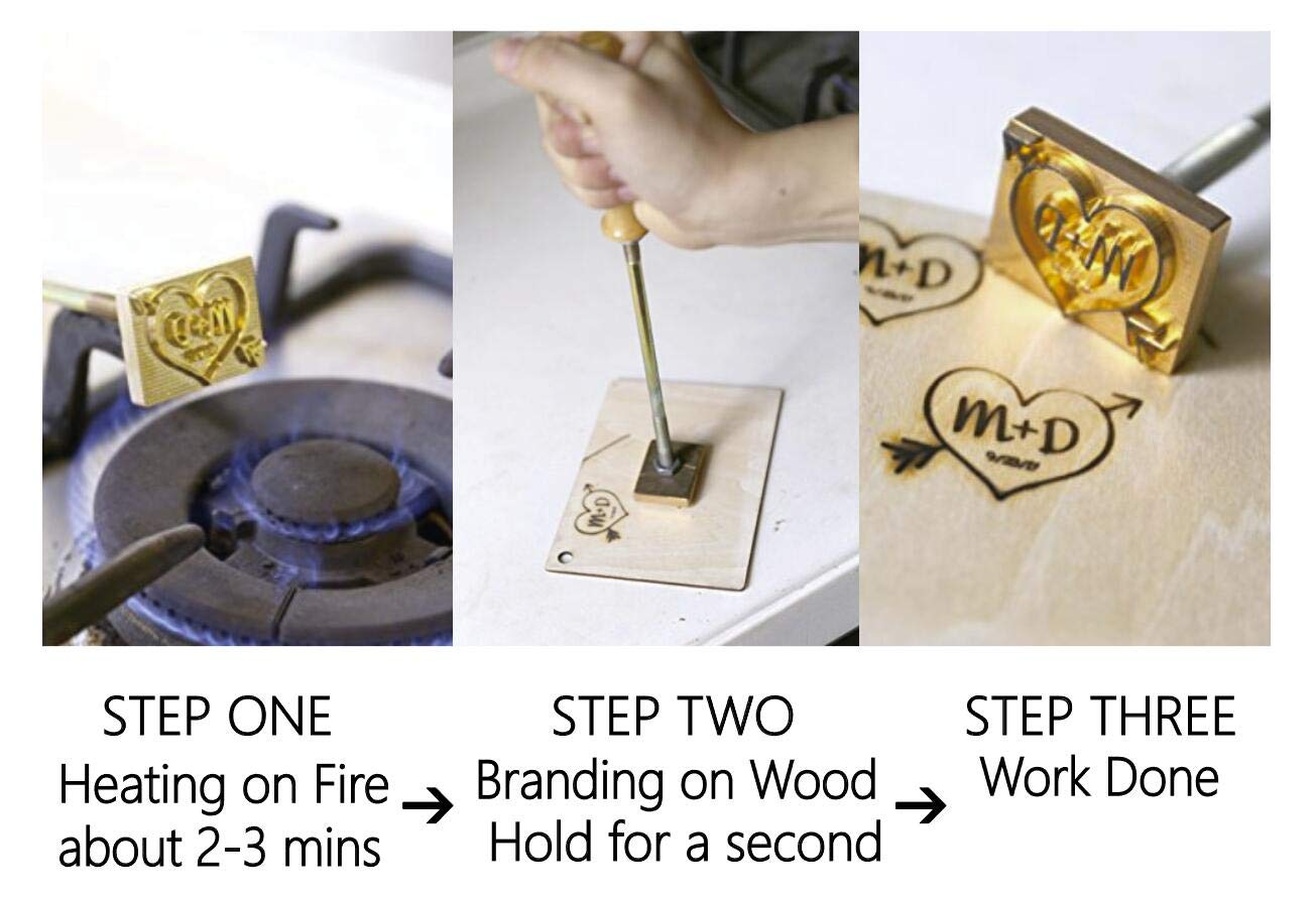 Custom Wood Branding Iron by ZOECRAFTSUPPLY with Long Handle - Durable Personalised Stamp for Wood, Leather, Plastic, and Paper ZOECRAFTSUPPLY