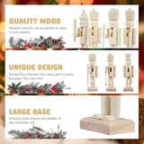RCFINE 6Pcs Christmas Wooden Unfinished Nutcracker Figurines DIY Blank Unpainted Nutcracker Puppet Nutcracker Craft for Christmas Decoration (Blank RCFINE
