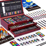 175 Piece Deluxe Art Supplies, Art Set with 2 A4 Drawing Pads, 24 Acrylic Paints, Crayons, Colored Pencils, Art Kit for Adults Artist Beginners Kids COOL BANK