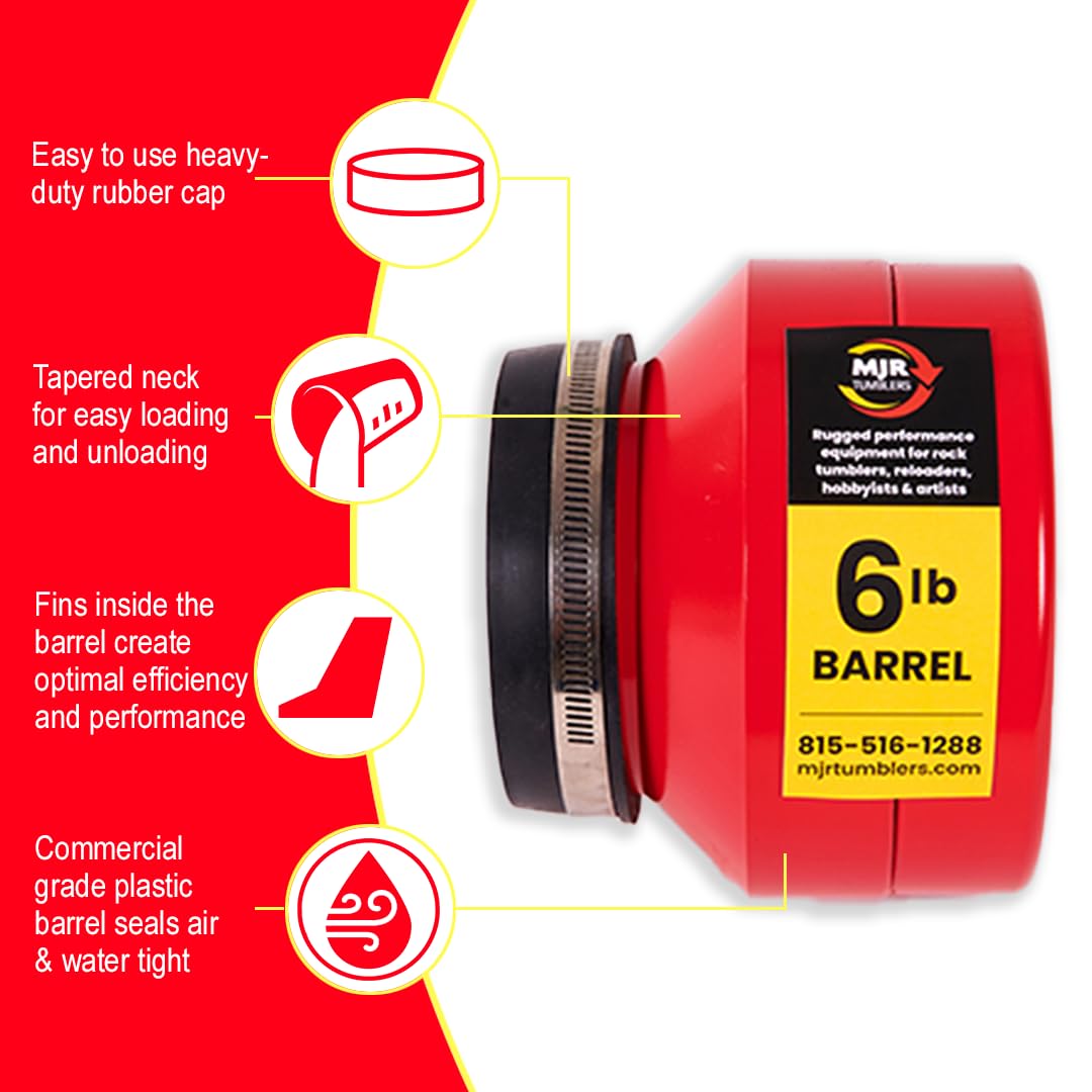 MJR Tumblers Single Barrel Rock Tumbler - Rock Polisher Machine, Tumbling Equipment for Stone, Glass, and Metal Collection, Polishing Tool for Adults MJR Tumblers
