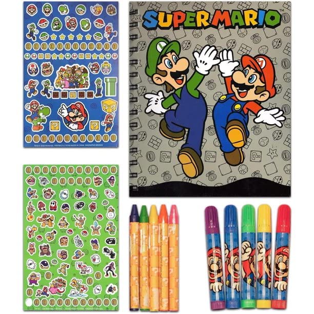 Nintendo Super Mario Sketchbook Set for Kids, Toddlers ~ 3 Pc Bundle With Mario Coloring Journal, Stickers, and More (Mario Drawing Pad Activity Kit) Nintendo Store