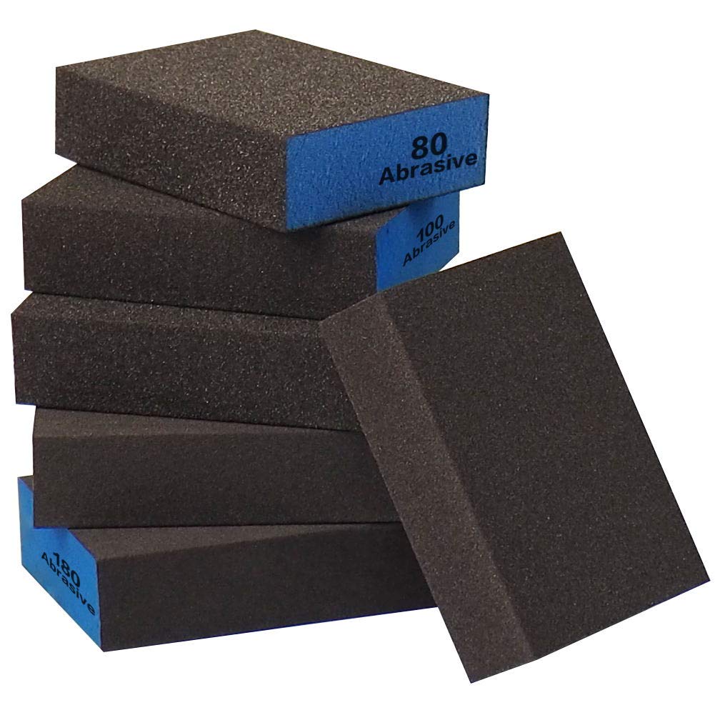 Sanding Sponge, Auerllcy Coarse/Medium/Fine/Superfine 6 Different Specifications Sanding Blocks Assortment,6 PCS,Washable and Reusable. TPmax