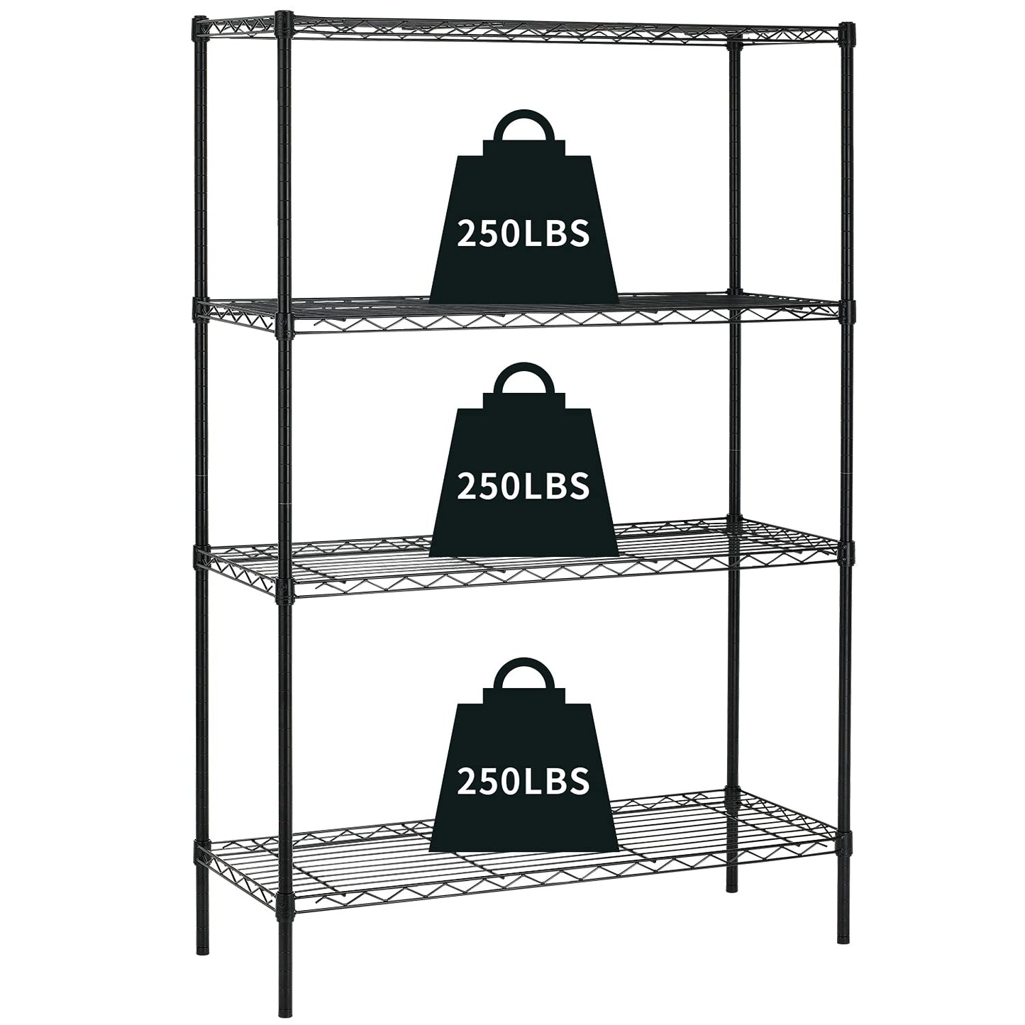 HCY 4-Tier Wire Shelving Unit Storage Shelves Shelf Organizer 54inx36inx14in Heavy Duty Metal Rack NSF Height Adjustable for Laundry Bathroom Kitchen