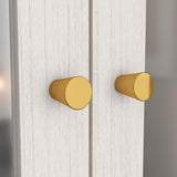 Homsee 31.5”L Armoire Wardrobe Closet with Frosted Glass Doors, Hanging Bar & 2 Drawers, Warm Grey Wooden Closet Storage Cabinet for Bedroom Homsee