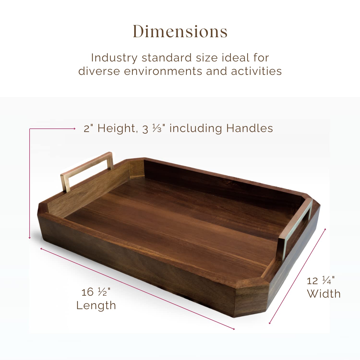 Fine Nest Home Decorative Acacia Wood Ottoman Tray - Coffee Table Tray - Breakfast, Party, Drinks, Snack, Liquor Serving Platter - Farmhouse to Fine Nest Home