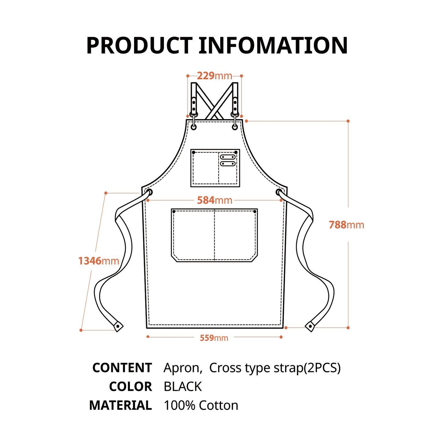 carrotez Durable Goods - Heavy Duty Canvas Work Apron [2nd Generation], Barber apron, Cotton Canvas Cross Back Adjustable Apron with Pockets, - WoodArtSupply