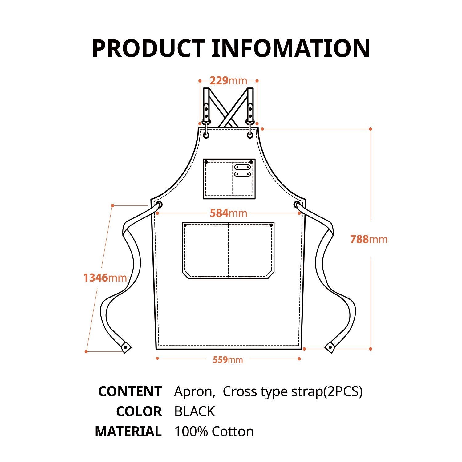 carrotez Durable Goods - Heavy Duty Canvas Work Apron [2nd Generation], Barber apron, Cotton Canvas Cross Back Adjustable Apron with Pockets, - WoodArtSupply