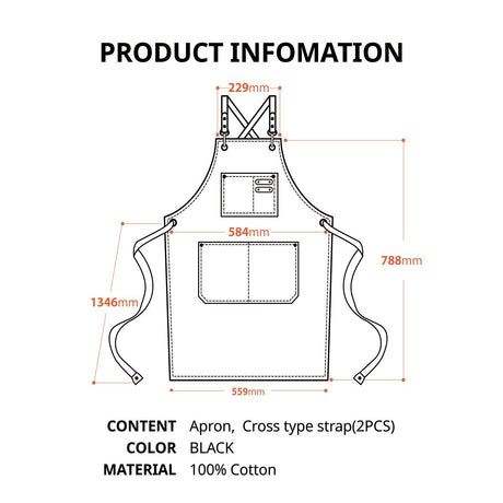 carrotez Durable Goods - Heavy Duty Canvas Work Apron [2nd Generation], Barber apron, Cotton Canvas Cross Back Adjustable Apron with Pockets, carrotez