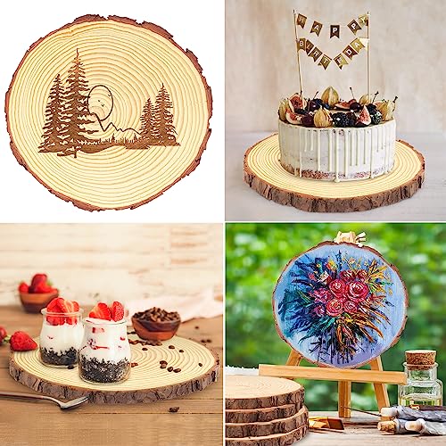 9 PCS 7-8 Inch Natural Wood Slices, Unfinished Pine Wood Circles with Barks for Coasters, DIY Crafts, Christmas Rustic Wedding Ornaments and - WoodArtSupply