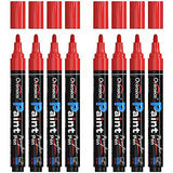 Overseas Red Paint Pens Paint Markers - Permanent Acrylic Markers 8 Pack, Water-Based, Quick Dry, Waterproof Paint Marker Pen for Rock, Wood, Overseas