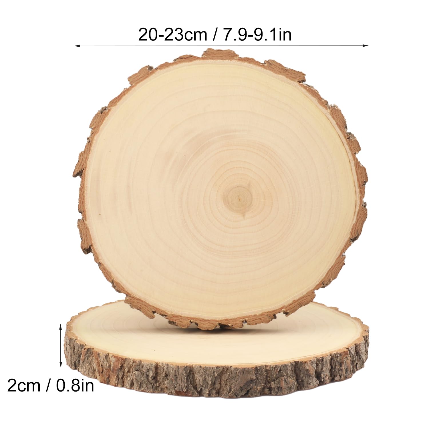 4 PCS 8-9 Inch Natural Wood Slices, Unfinished Paulownia Wood Circles with Barks for Coasters, DIY Crafts, Christmas Rustic Wedding Ornaments and - WoodArtSupply