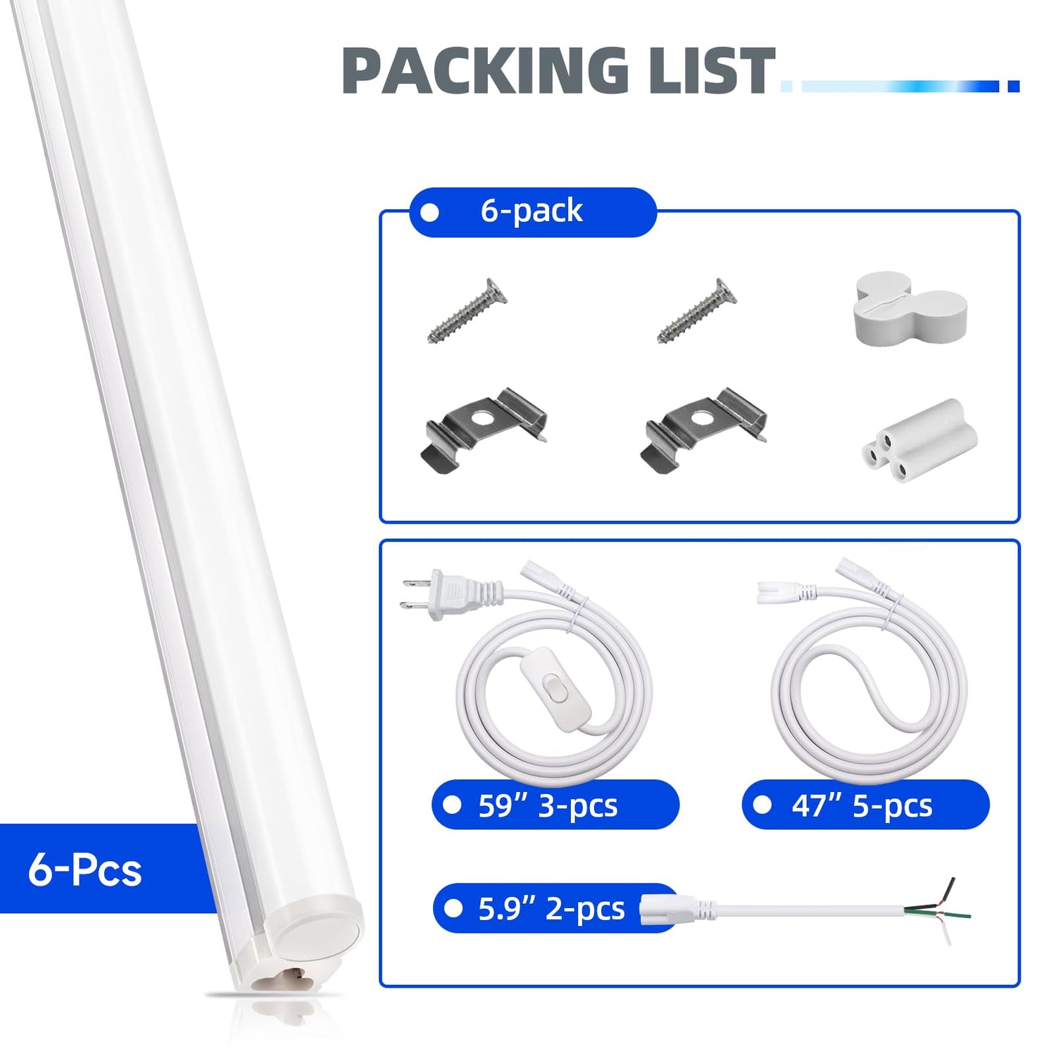 Barrina T5 3FT LED Shop Light, 1900lm,5000K Daylight White, 16W Utility Light Fixture, Ceiling and Under Cabinet Light for Workshop Garage, Corded Barrina