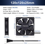 Wathai EC 120mm x 25mm Ball DIY Cooling Ventilation Exhaust Fan 110V 115V 120V 220V 240V AC Axial Case Muffin Fan Wathai