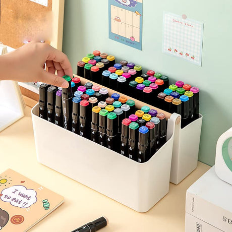 ENVIABELL Art Caddy Organizer, Plastic Art Supply Storage Organizer, Marker Organizer, Pencil Caddy with Handle, Craft Caddy with Dividers, Pen ENVIABELL