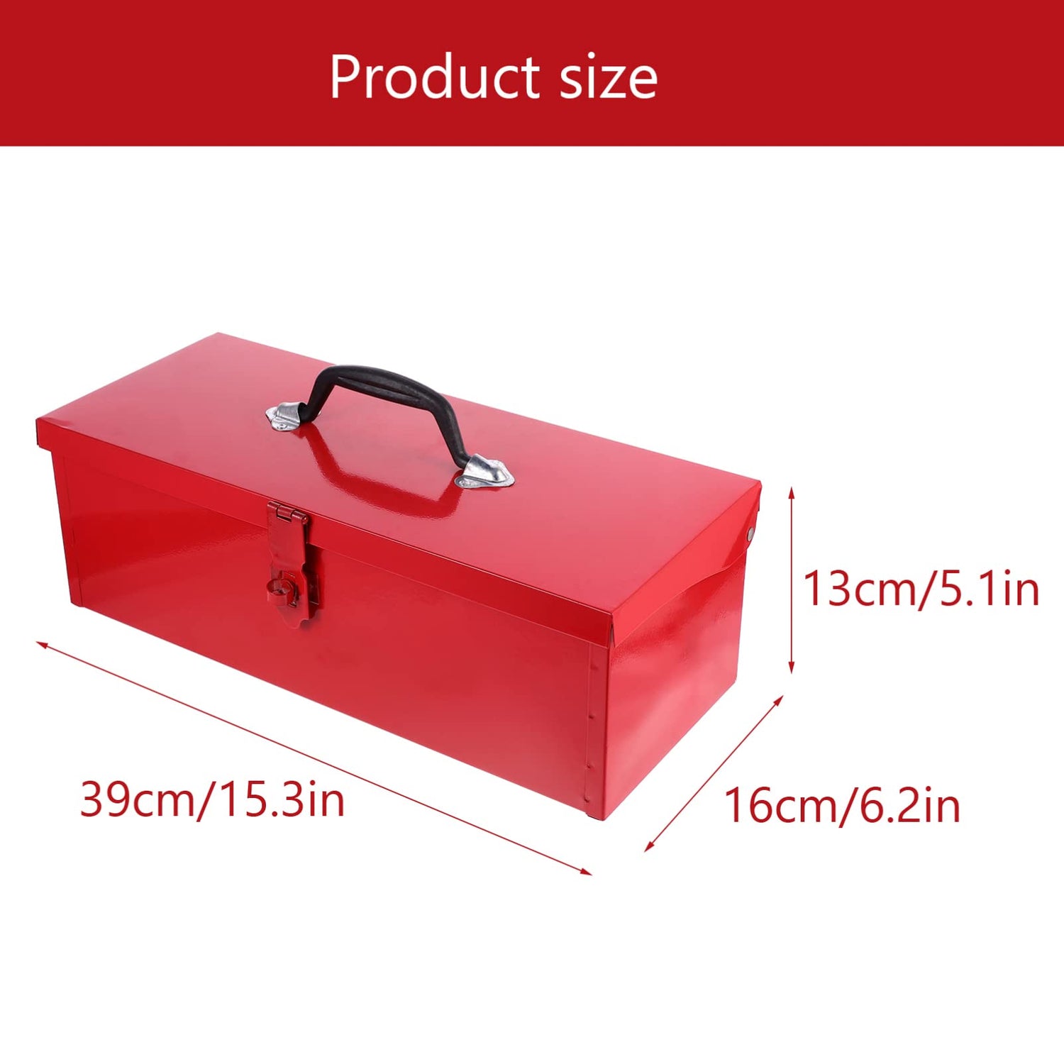 DOITOOL Red Metal Tool Box Iron Sheet Tool Box Metal Toolbox Red Metal Tool Storage Case Red Metal Lockable Tool Box, Multi-function Tool Organizer, DOITOOL