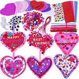 Winlyn 24 Sets Valentine's Day Heart Ornaments Decorations DIY Foam Heart Valentine Craft Kits Assorted Foam Heart Shapes Stickers Pom-poms Googly Winlyn