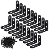 18PCS L Bracket Corner Bracket, FATLODA Stainless Steel L Brackets for Shelves, Black Small Right Angle Bracket, Metal Corner Brace for Wood FATLODA