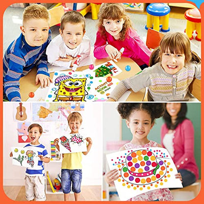 Washable Bingo Paint Daubers Markers for Toddlers Kids Preschool, 2 - Pack 10 Colors 2 oz Washable Dot Markers Set with 48 Pages Tearable Activity