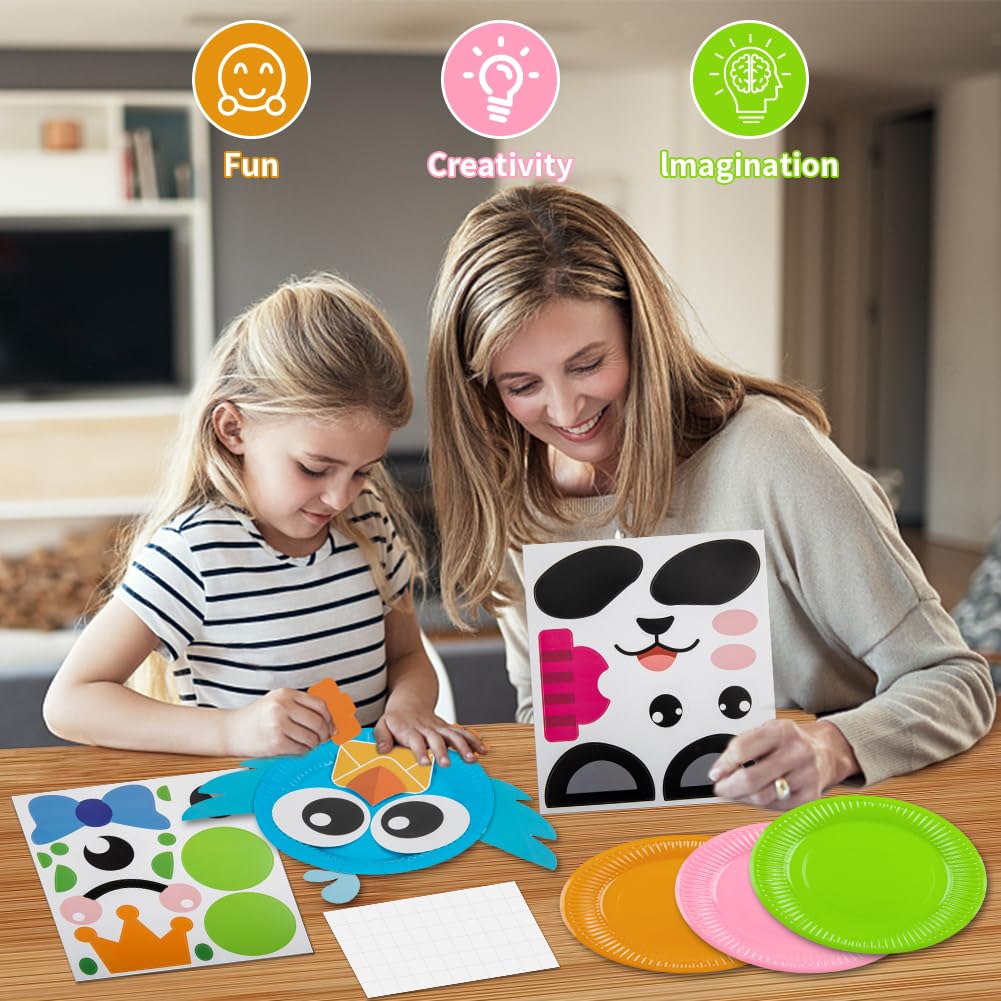 16 Pack Arts and Crafts for Kids, Toddler Crafts Animal Paper Plate Art Kit Gift for 3 4 5 6 Year Old Boys Girls DIY Kids Crafts for Birthday Party MDCGFOD