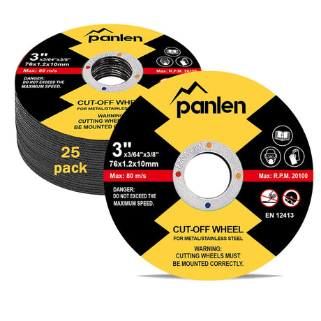 Panlen 25 PCS 3" x3/64x3/8 Cut Off Wheels for Metal, Thin Cutting Discs,Fits Any Angle Grinder or Power Air Tool panlen