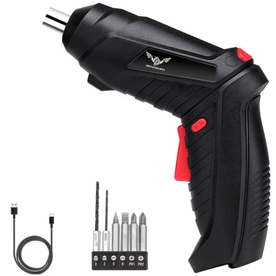 JENABOM 8 in 1 Electric Screwdriver, 3.6V Cordless Drill Screwdriver Rechargeable, 3.5N·m Max Torque Electric Screw Gun with 6 Accessory Kit, Micro
