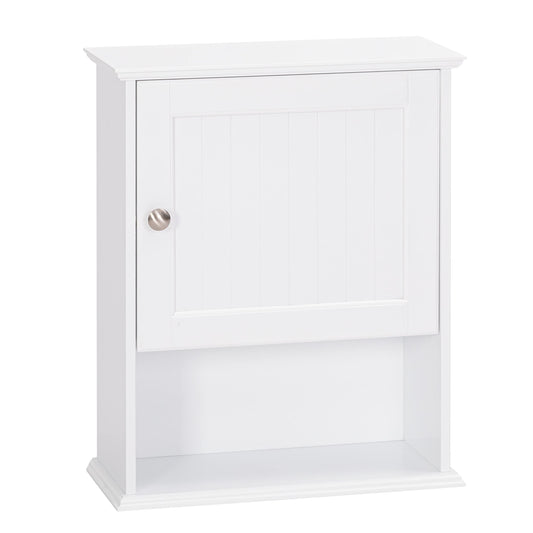 Spirich Bathroom Cabinet Wall Mounted with Single Door, Wood Hanging Cabinet with Adjustable Shelf White