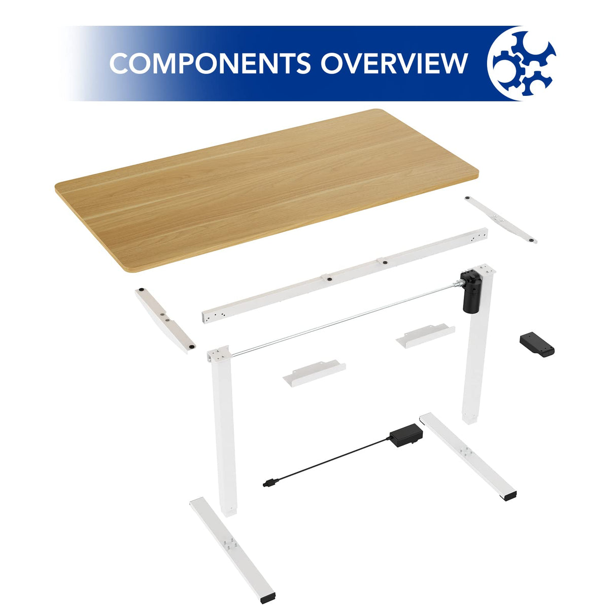 SANODESK Electric Standing Desk 48 x 24 Inches, Height Adjustable Stand Up Desk w/2-Button Controller, Ergonomic Computer Desk for Home Office, White SANODESK