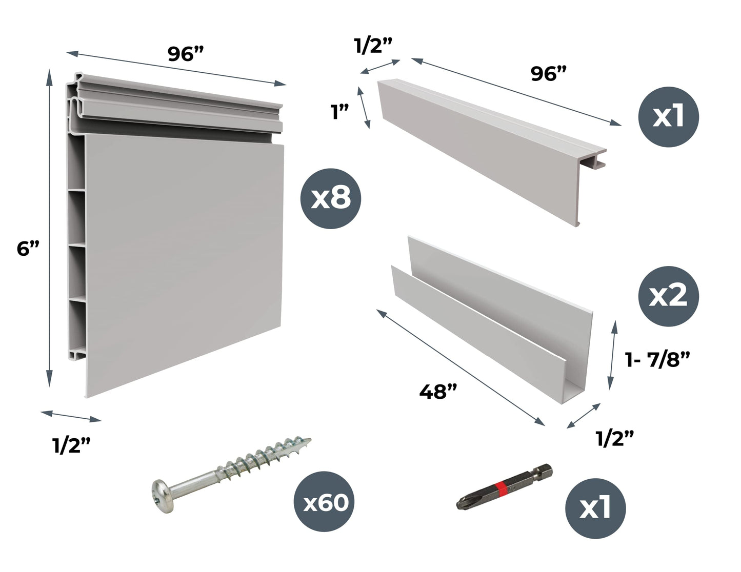 CrownWall PVC Slat Wall Panels Garage Wall Organizer Storage System | Heavy Duty Organization and Easy Installation | 6 Inch - 8ft by 4ft (32 sqft) - WoodArtSupply