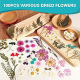 Resiners 100Pcs Dried Pressed Flowers for Resin Molds, Real Pressed Flowers Dry Leaves Kit for Art Crafts Resin Jewelry Making Scrapbook Supplies Resiners
