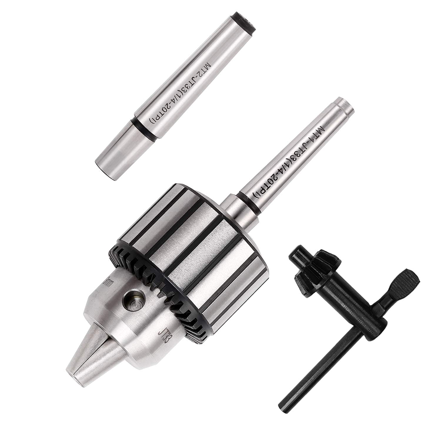 KingTool 4 Pcs Drill Chuck Set - 1/2-Inch Drill Chuck with Chuck Key with #1 (JT33-MT1) and #2 (JT33-MT2) Morse Taper Arbor - WoodArtSupply