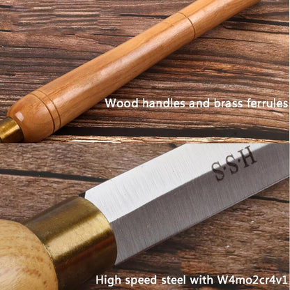 Wood Turning Tools HSS Wood Carving Tools High Speed Steel Gouge Set Woodworking Lathe Chisel Set Lathe Chisel kit with HSS Blade Hardwood Handles