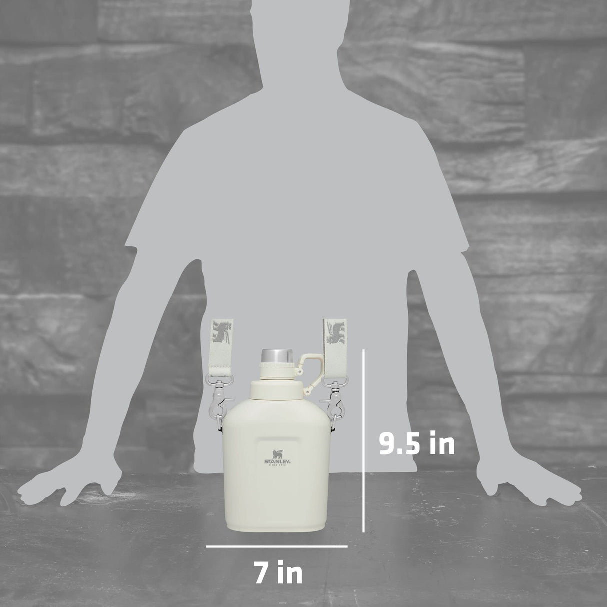 Stanley Legendary Classic Canteen Water Bottle - 1.1 QT - Stainless Steel Canteen with Strap and Leakproof Lid - Dishwasher Safe and BPA-Free, Cream STANLEY