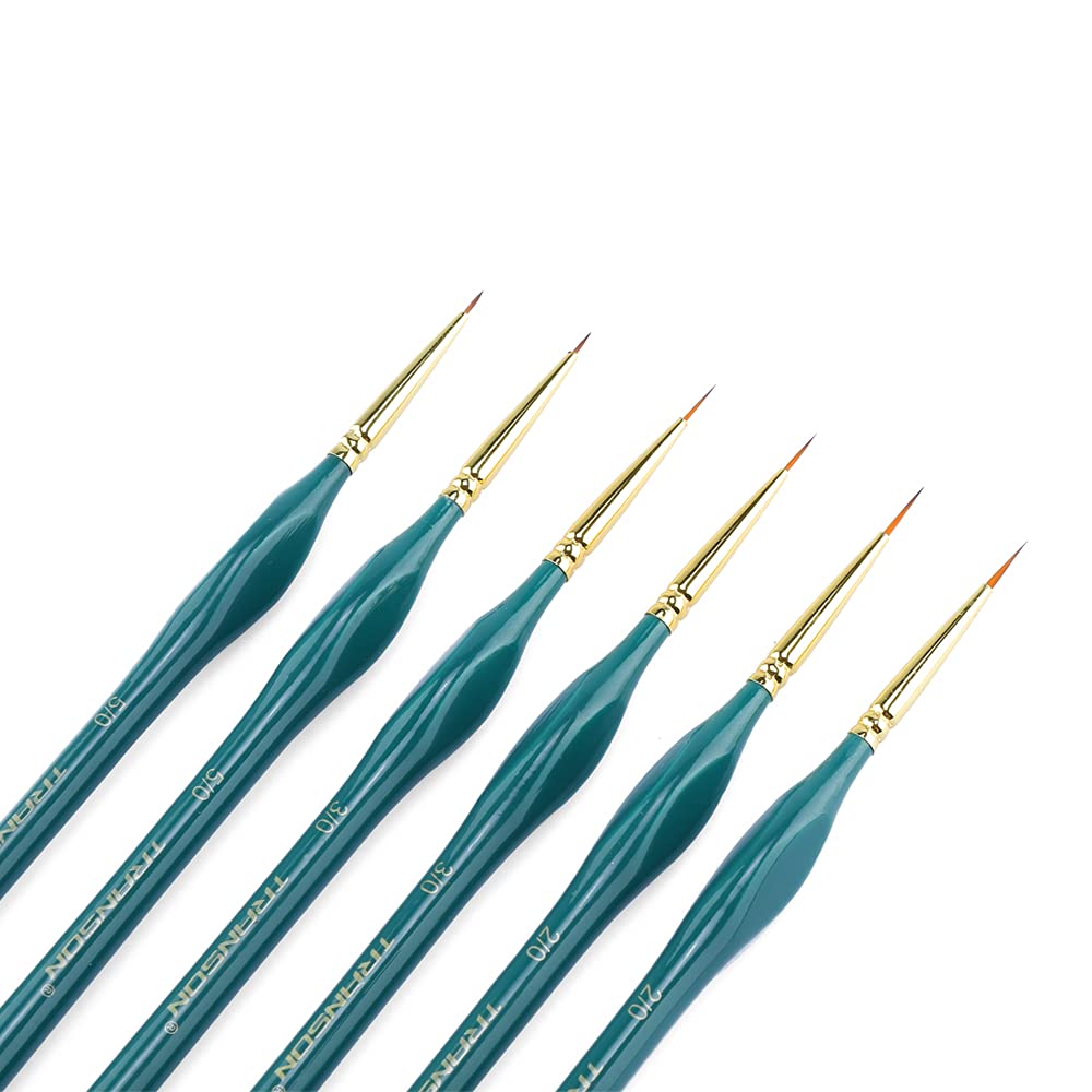 Transon Detail Thin Paint Brush Set 6pcs for Model Minature Craft and Art  Painting Green