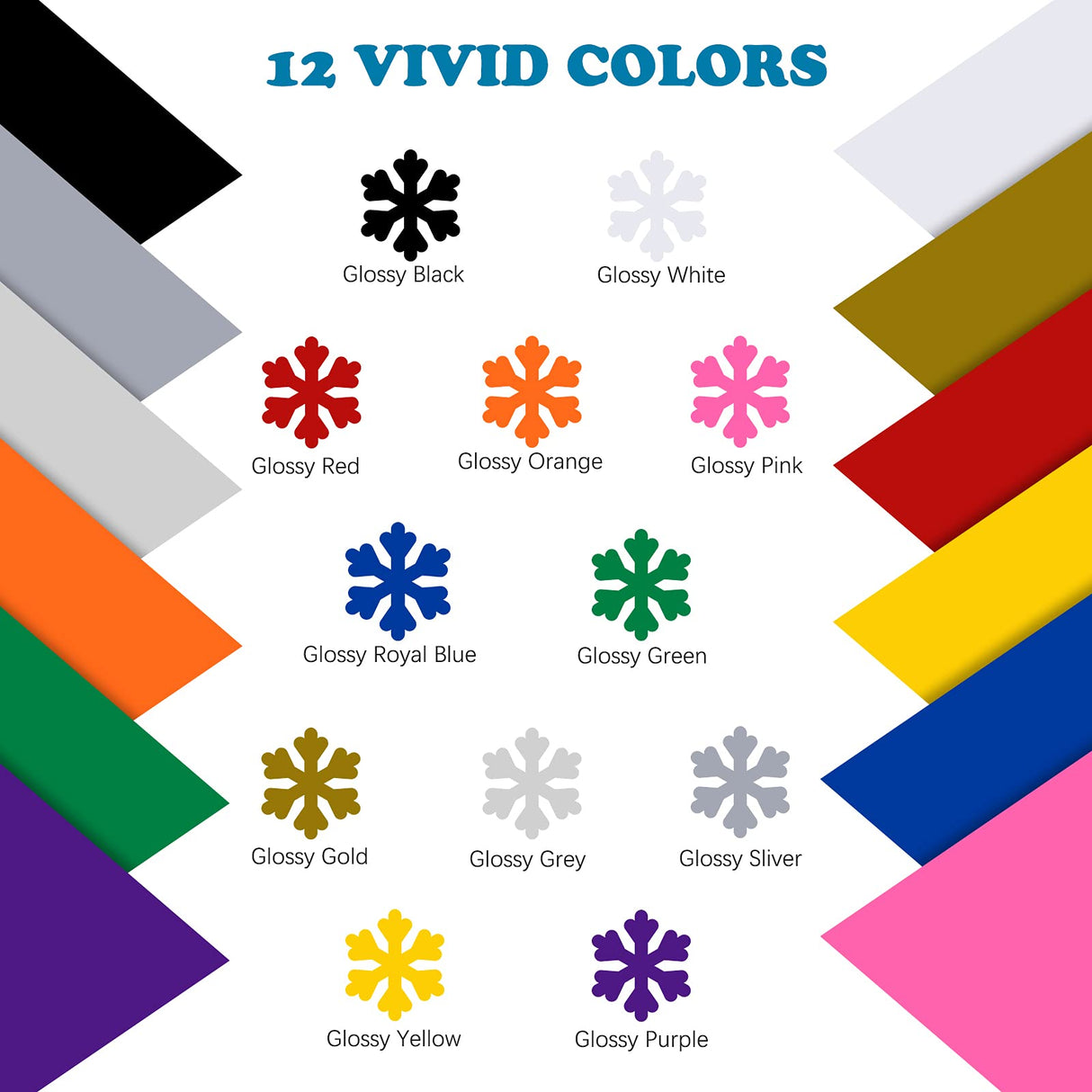 HTVRONT Permanent Vinyl for Cricut-12 Pack 12 Inch by 5 Feet Permanent Vinyl Rolls, Adhesive Vinyl for Cricut，Silhouette, Cameo Cutters, Signs, HTVRONT