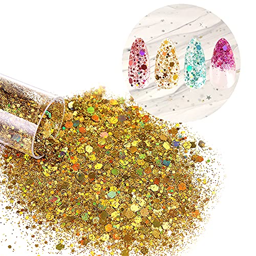 Chunky and Fine Glitter Mix, Estanoite 36 Colors Chunky Sequins & Fine Glitter Powder Mix, Iridescent Glitter Flakes, Cosmetic Makeup Glitter for Estanoite