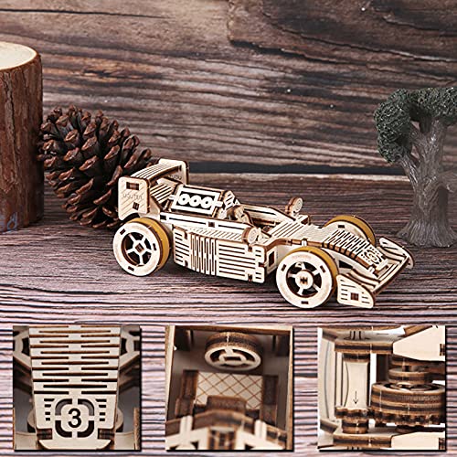 3D Wooden Puzzle T902 car - Wooden Puzzles for Adults - DIY Mechanical Model Building Kits, Wooden Craft Decoration Ornaments, Teen Educational STEM, ROEOLNIL