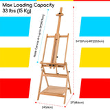 MEEDEN Large Studio Artist Easel, Adjustable Studio Painting Easel, Solid Beechwood H Frame Easel, Display Art Easel for Watercolor, Acrylic, Oil MEEDEN