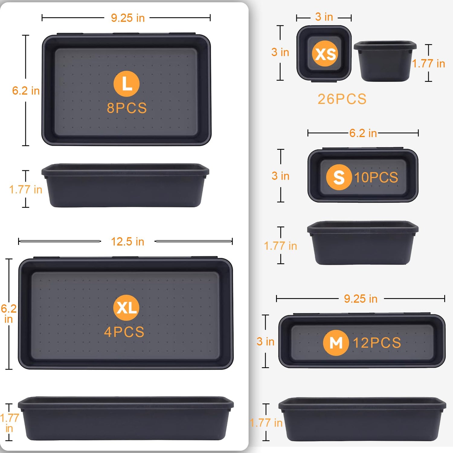 [60 PCS Upgraded] FLYVOLE Tool Box Organizer Tray, Toolbox Desk Drawer Organizer, Tool Box Tray, Toolbox Organization Storage for Rolling Tool Chest FLYVOLE