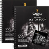 Castle Art Supplies Premium Sketch Book 9in x 12in | Double Sketch Pad Pack | 200 Sheets of Quality 90gsm Paper | for Adult Artists and Learners | Castle Art Supplies