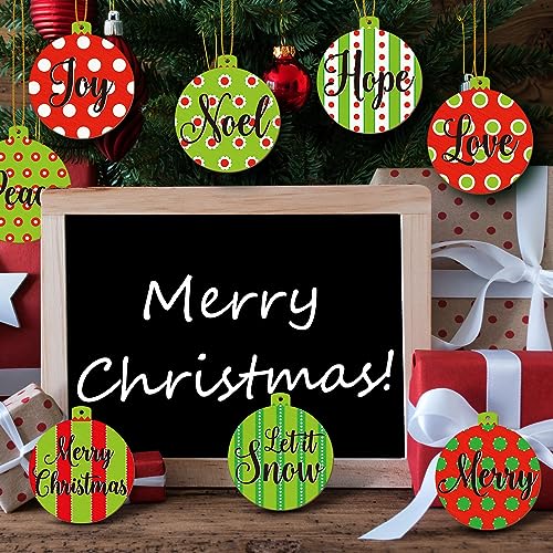 Suzile 36 Pcs Wooden Christmas Ornaments Round Predrilled Wood Slices Circles Unfinished Wood Crafts Christmas Door Decorations Xmas Hanging Sign for